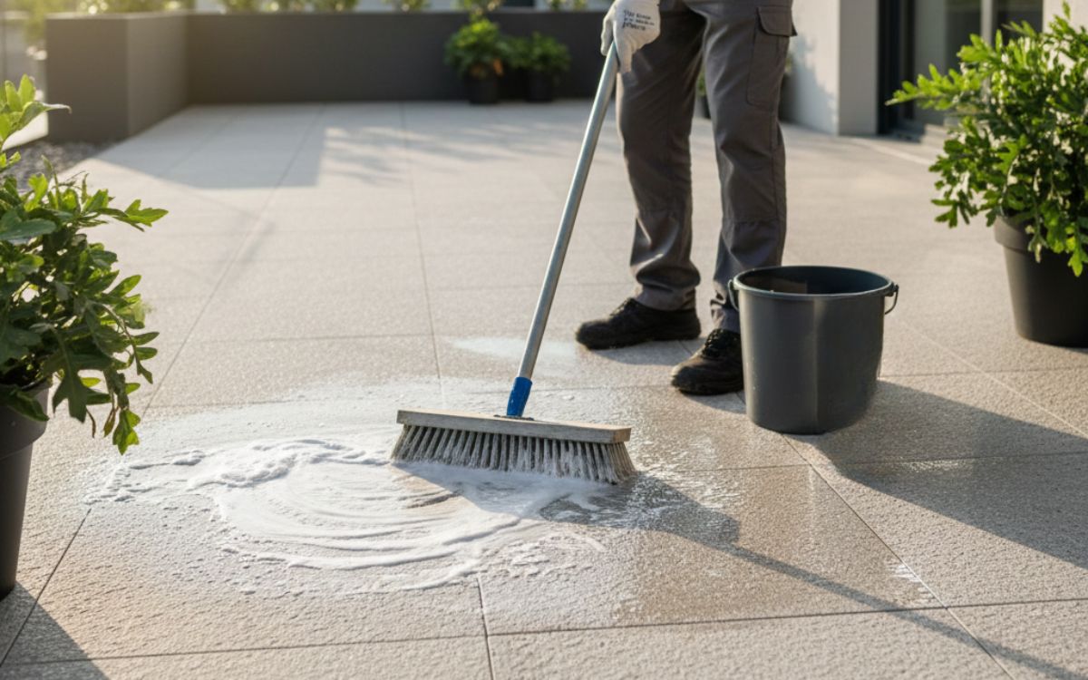 Como limpar pisos antiderrapantes de terraços